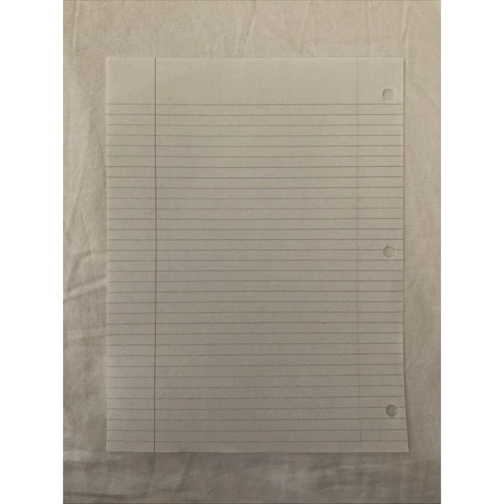 Unbranded 8”x10.5” College Ruled White Filler Paper | 3 Holes | 1 Sheet Only